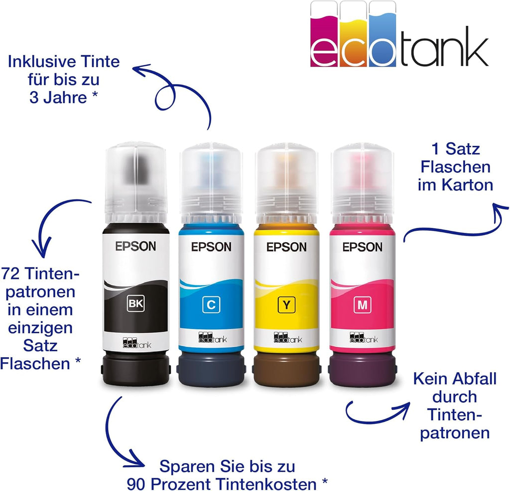 Epson EcoTank ET-2870 A4-Multifunktions-Wi-Fi-Tintentankdrucker, mit einem im Lieferumfang enthaltenen Vorrat an Tinten bis zu 3 Jahren
