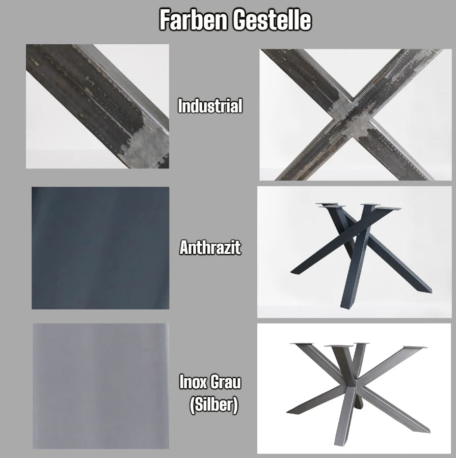 Serie MAXIM | Baumkantentisch - Eiche - inkl. Tischbein X-Form - versch. Gren und Farben | Lnge: 160 - 300 cm | Breite: 90 -100 cm