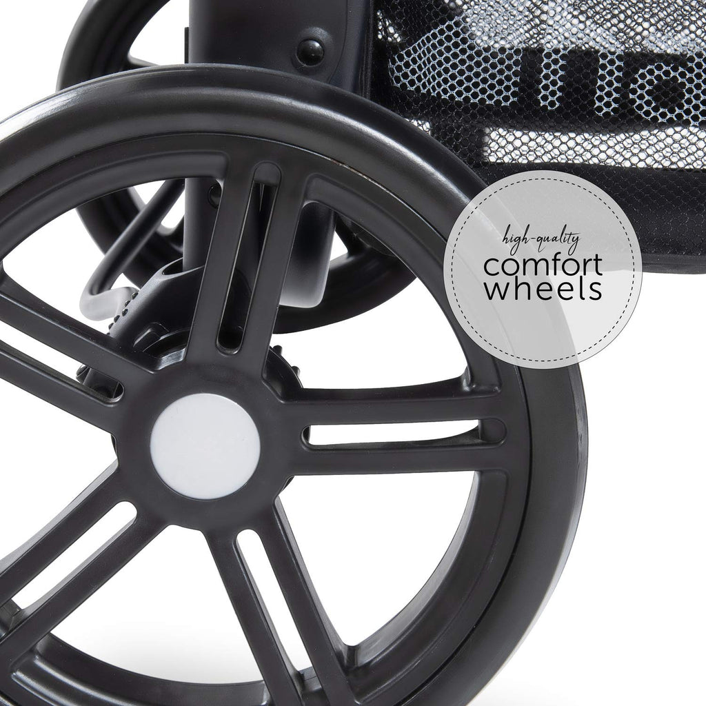hauck Geschwisterwagen Roadster Duo SLX, Zwillingsbuggy ab Geburt bis 15 kg (ca. 3 Jahren) mit Liegefunktion, XL Korb, Einfach und Klein Zusammenklappbar, Große Räder (Grey/Silver)