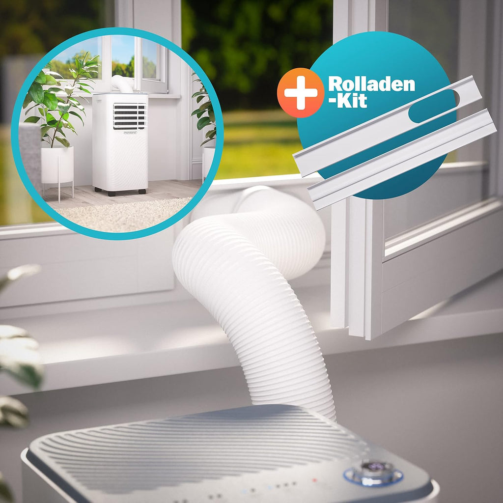 Monzana® lokale Klimaanlage MZKA2000 Mobil Abluftschlauch 7000BTU 3in1 750W 24h Timer 25qm Fernbedienung Luftentfeuchter Rollladenkit Klimagerät