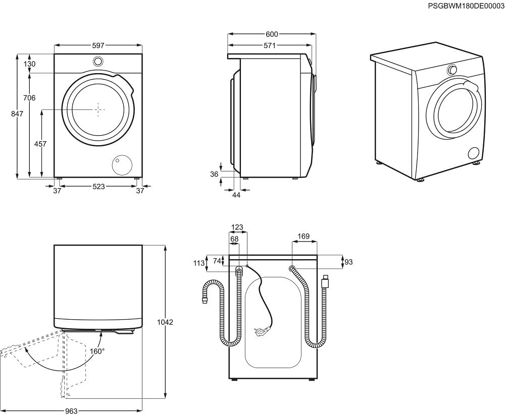 AEG L6FBG51470 Waschmaschine / Serie 6000 mit ProSense / Testsieger der Stiftung Warentest / 7,0 kg / Leise / Mengenautomatik / Nachlegefunktion / Kindersicherung / Wasserstopp / 1400 U/min