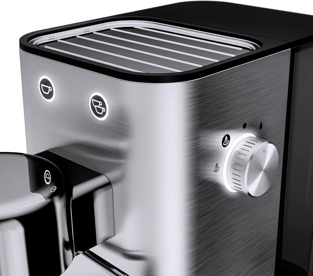 WMF Lumero Espressomaschine Siebträger 1400 Watt, Siebträgermaschine, 3 Einsätzen, für 1-2 Tassen Espresso, auch für Pads, 15 bar, Tassenabstellfläche, Milchaufschäumdüse, edelstahl matt