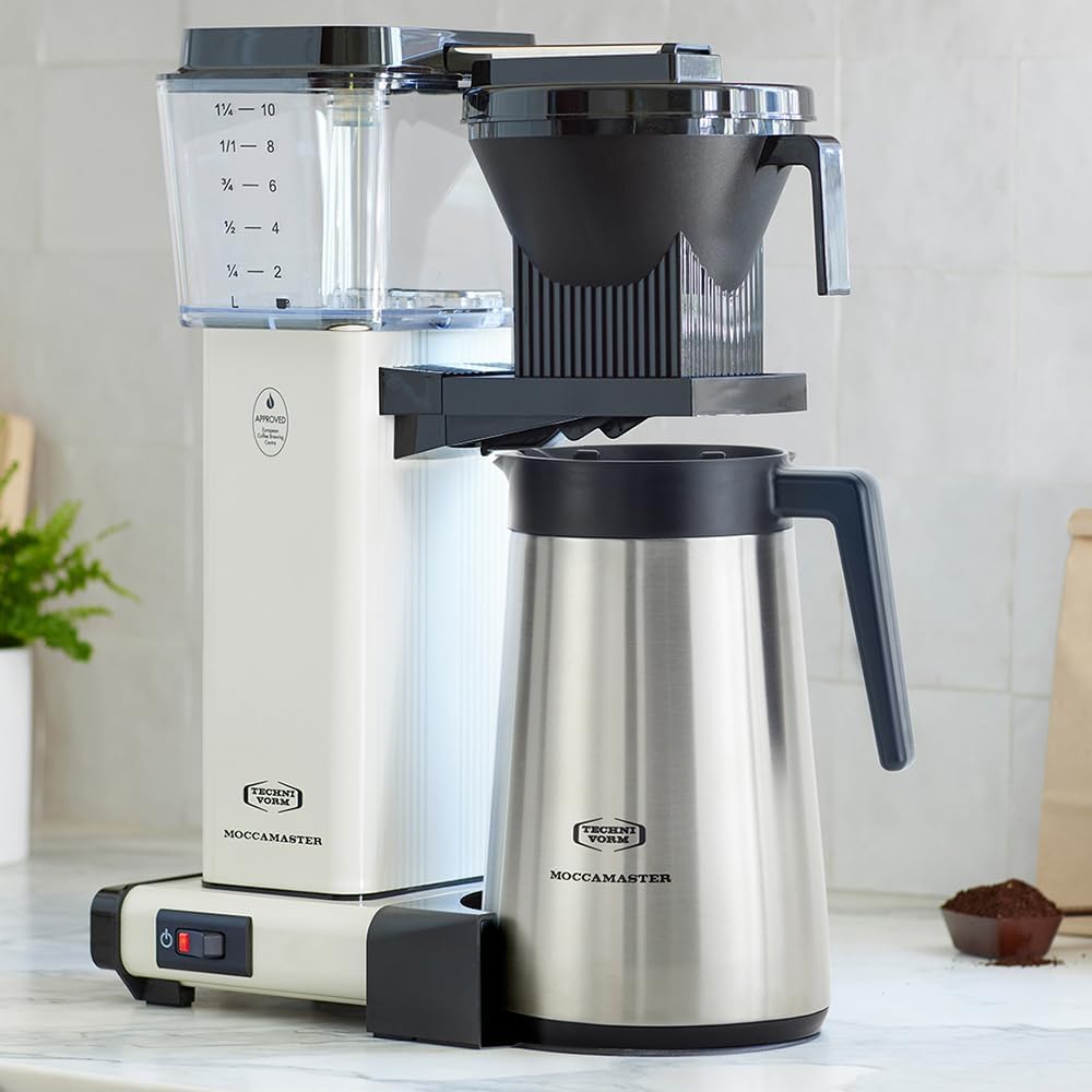 Moccamaster KBGT, Filterkaffeemaschine mit Thermoskanne, Filterkaffeemaschine, Off-White, 1.25L