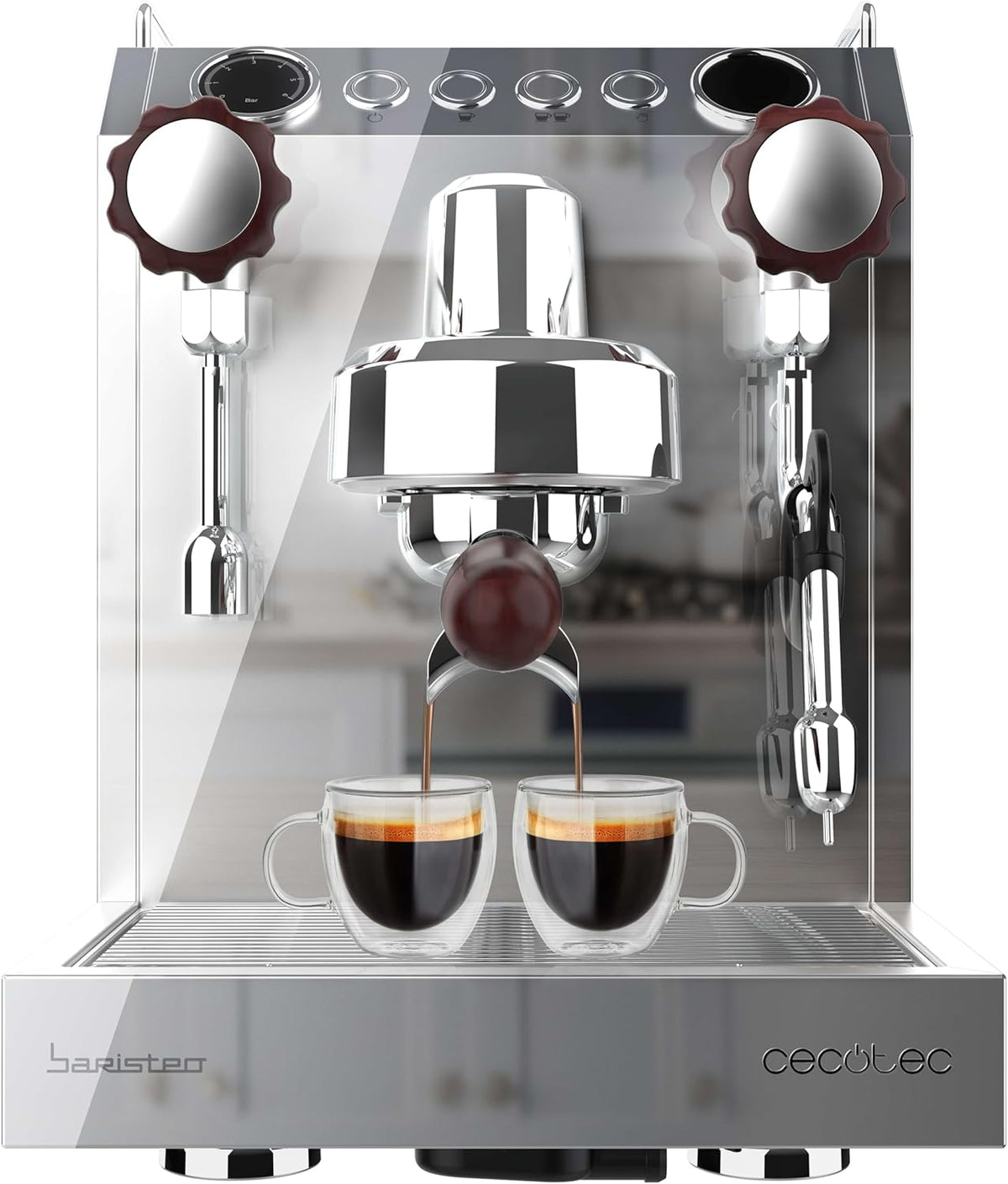 Cecotec Espresso-Kaffeemaschine Barista Baristeo Intima, professionelle Barista-Espressomaschine, Vorbrüh-System, 15 Bar Pumpe, einfaches Befüllen, 1,7L Wassertank und Tassenwärmer