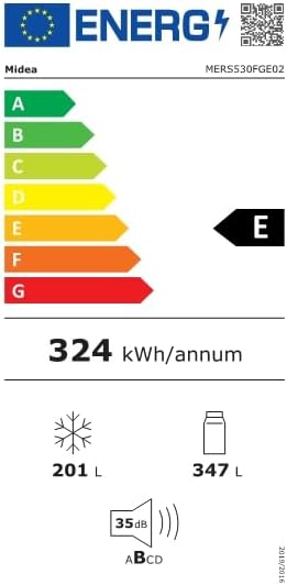 Midea KS-DDX 6.32 WT Side-by-Side Kühl-/Gefrierkombination/ 178,8 cm Hhe/ 254 kWh/Jahr/No Frost/Dual Inverter Compressor/mit 3in1 Wasser-/Eisspender und Wassertank, Dark Inox