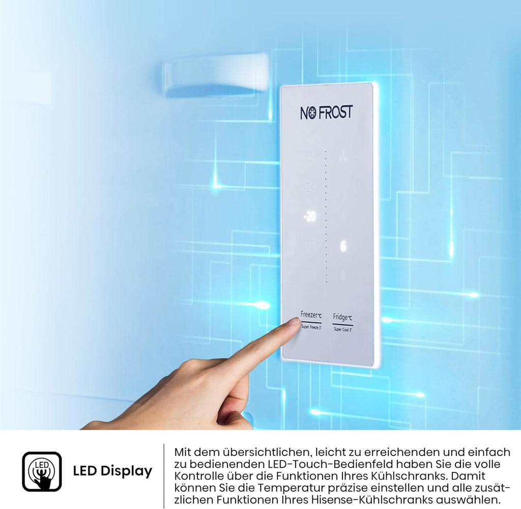 Hisense RB327N4ADD Fridge-Freezer Combination, EEK D, Total NoFrost, Interchangeable Door Hinge, Bottle Grid, 171 Litre Fridge Compartment, 85 Litre Freezer Compartment, Stainless Steel Look