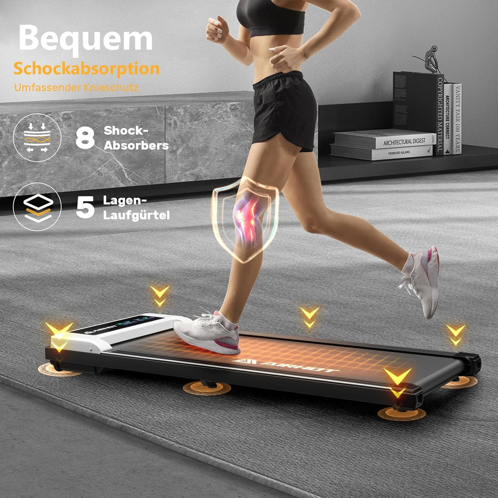 Laufband für Zuhause-AIRHOT, 2,5 PS Walking Pad, Untertisch-Laufband mit Fernbedienung und LED-Anzeige, maximale Geschwindigkeit von 6 km/h BZW. 12 km/h. Kompaktes Laufband für zuhause oder das Büro