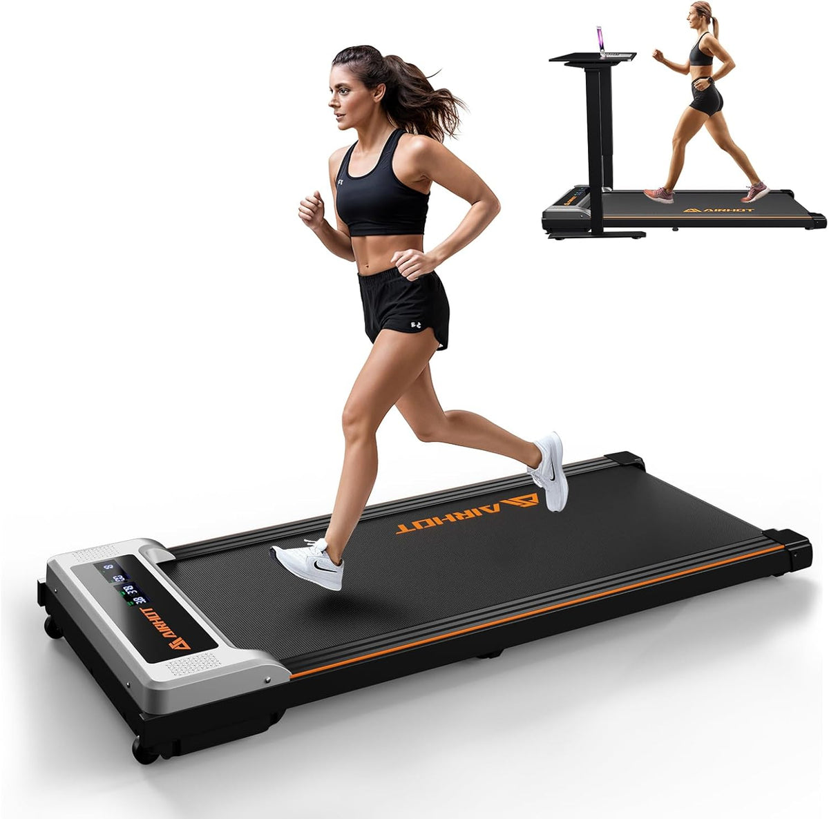 Laufband für Zuhause-AIRHOT, 2,5 PS Walking Pad, Untertisch-Laufband mit Fernbedienung und LED-Anzeige, maximale Geschwindigkeit von 6 km/h BZW. 12 km/h. Kompaktes Laufband für zuhause oder das Büro