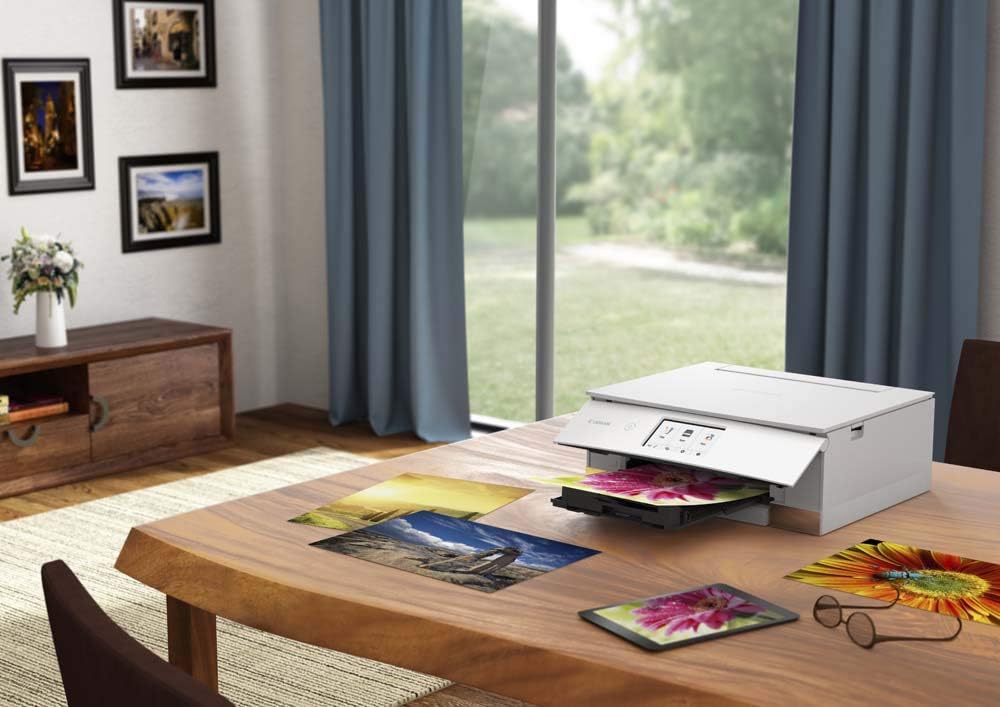 Canon PIXMA TS8351a Drucker Farbtintenstrahl Multifunktionsgerät DIN A4 (Scanner, Kopierer, 4.800 x 1.200 dpi, 6 separate Tinten, USB, WLAN, AirPrint, Duplexdruck, 2 Papierzuführungen, 5 GHz), weiß