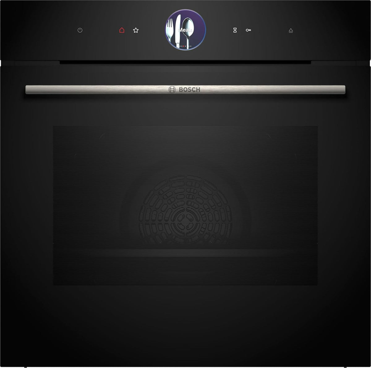 Bosch HMG7361B1, Serie 8 smarter Einbau-Backofen mit Mikrowellenfunktion, 60 x 60 cm, Made in Germany, Schwarz, Air Fry, Digitaler Bedienring, Touchdisplay, Automatikprogramme, Reinigungsunterstützung