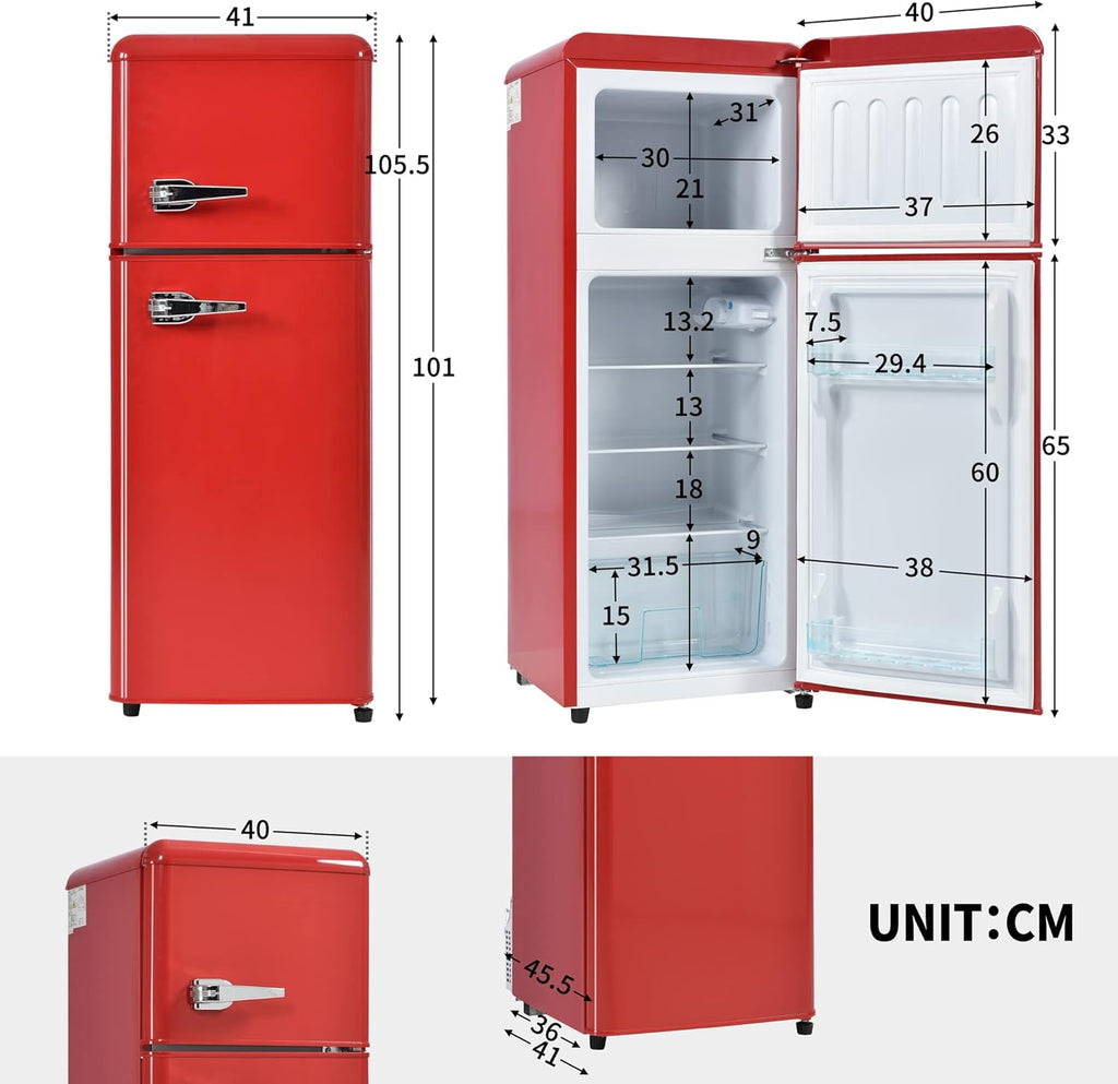 Merax Kühlschrank mit Gefrierfach, Kühl-Gefrierkombination, klein Kühlschrank mit 51L und Gefrierschrank 21L, Leise, LED, Glasablagen, Gemüsefach, Türablagen, für Küche, Wohnzimmer, Büro, Schwarz