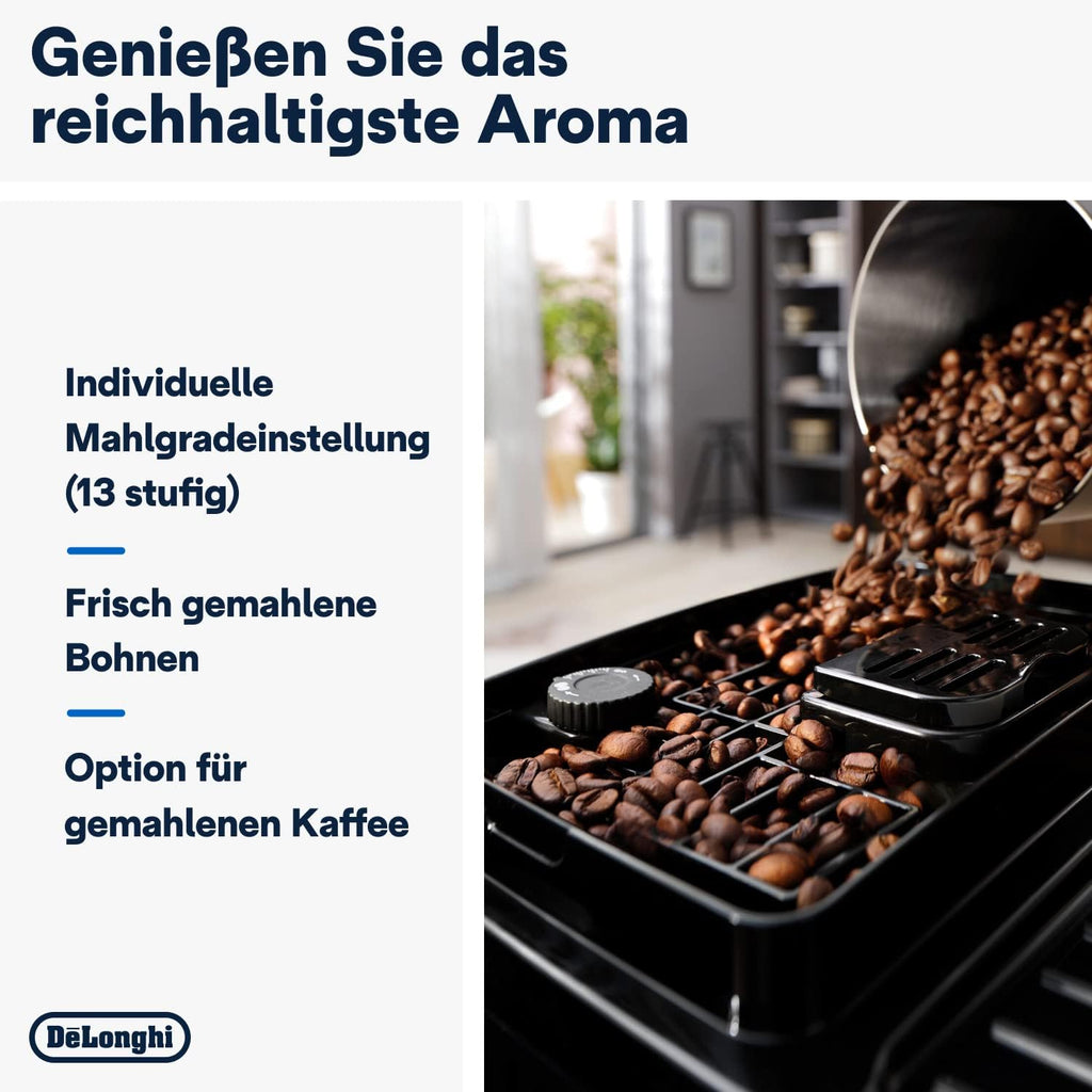 De'Longhi Magnifica S Smart ECAM 230.13.B Kaffeevollautomat mit Milchaufschäumdüse für Cappuccino, Espresso-, Kaffee- und Long Coffee Direktwahltasten und Drehregler, 2-Tassen-Funktion, Schwarz