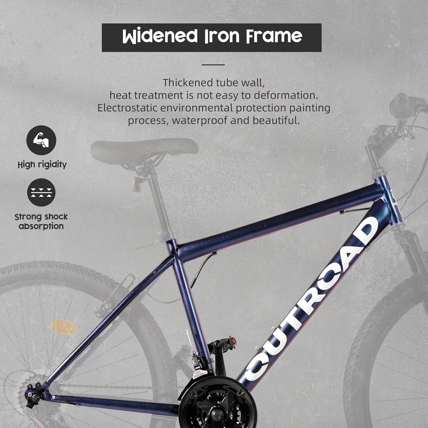 Outroad 26 Inch Mountain Bike, 21-Speed/High-Carbon Steel/Aviation Grade Frame, Dual Disc/V Brake, Adjustable Ergonomic Seat Bycycle for Men Women Adult, Quick Assembly in 20 Minutes