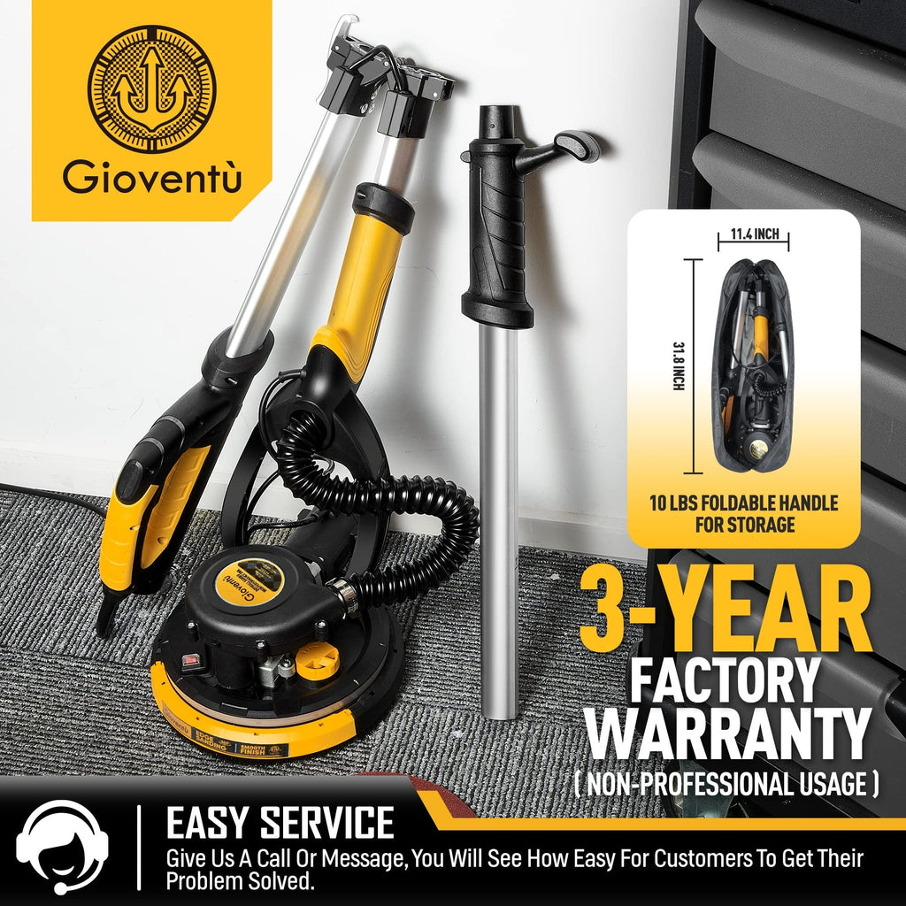 Giovent® Electric Drywall Sander with Dust Extraction, Suitable for Popcorn Ceilings