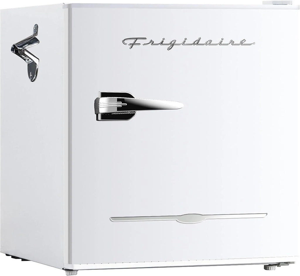 Frigidaire EFR176 Retro Compact Fridge with Chiller Mini Refrigerator with Built-in Bottle Opener for Office, Bedroom, Dorm Room or Cabin, 1.6 cu ft 16" D x 18" W x 18.5" H, Moonlight