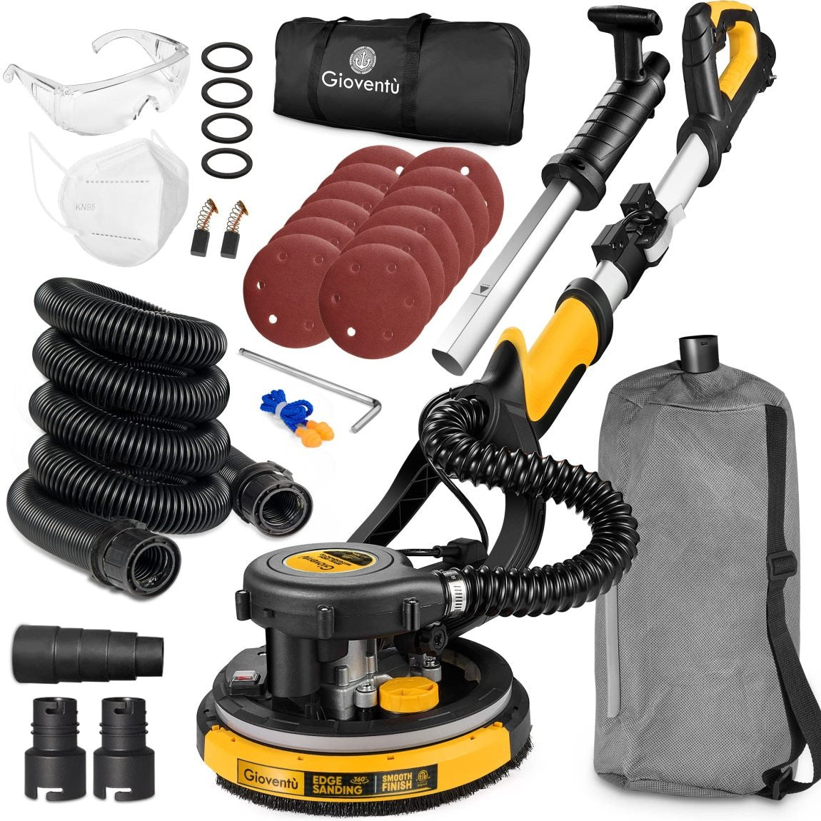 Giovent® Electric Drywall Sander with Dust Extraction, Suitable for Popcorn Ceilings