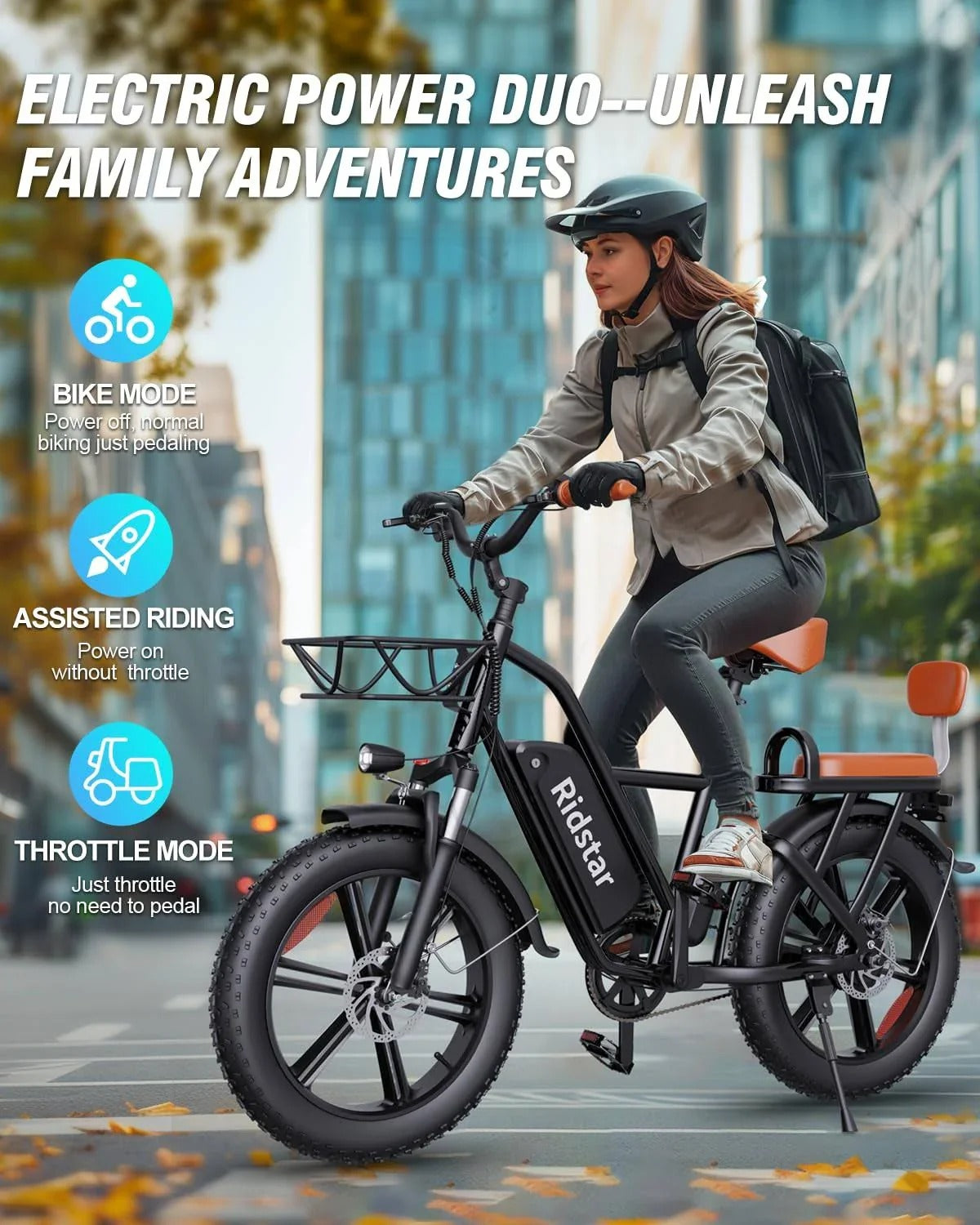 Bopzin 1000W Electric Bicycle for Adults, 48V 15Ah Removable Battery, 20" x 4.0" - 1000W