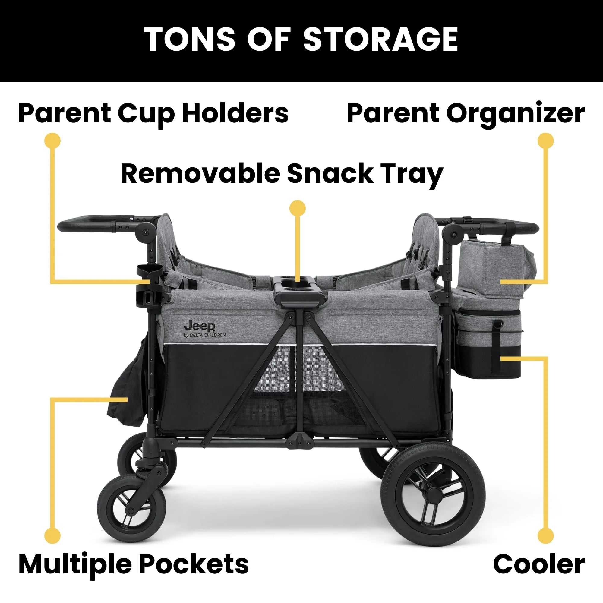 Jeep Wrangler Deluxe 4 Seater Stroller Wagon by Delta Children