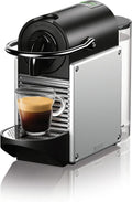 Nespresso Pixie espresso machine by De’Longhi, 19-bar pump, compact aluminum design, silver, 1100 ml