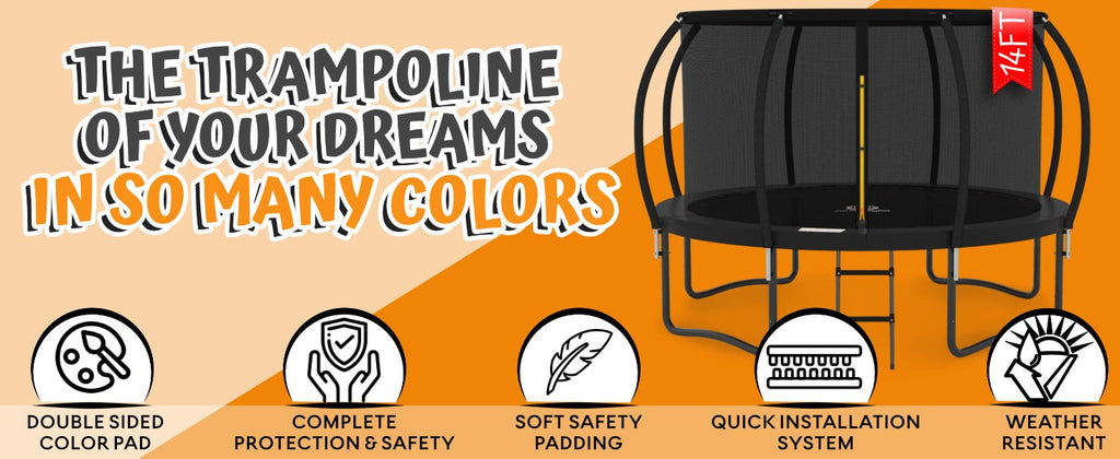 JUMPZYLLA 8FT Trampoline Outdoor with Enclosure for Kids