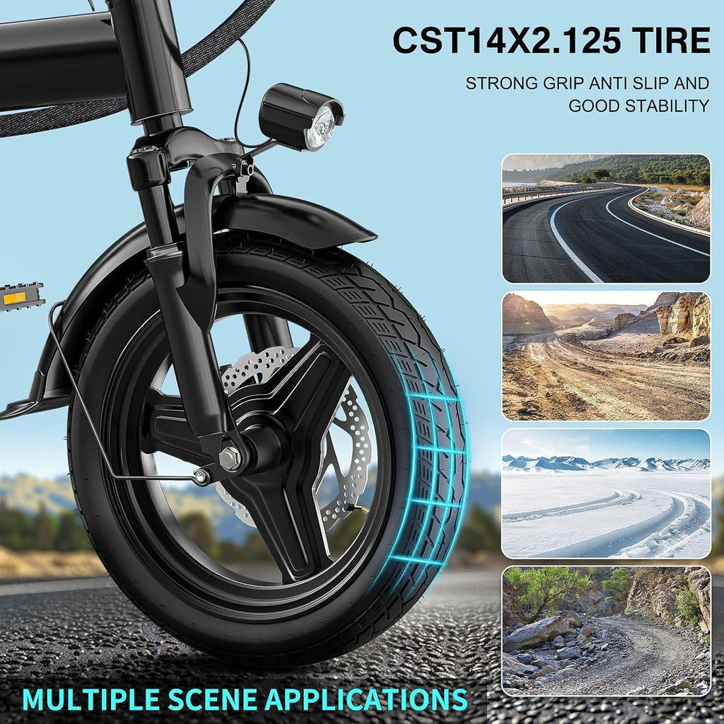 Electric bicycle for adults and teenagers, foldable e-bike for commuters and city use, foldable e-bike motor 48V 24MPH