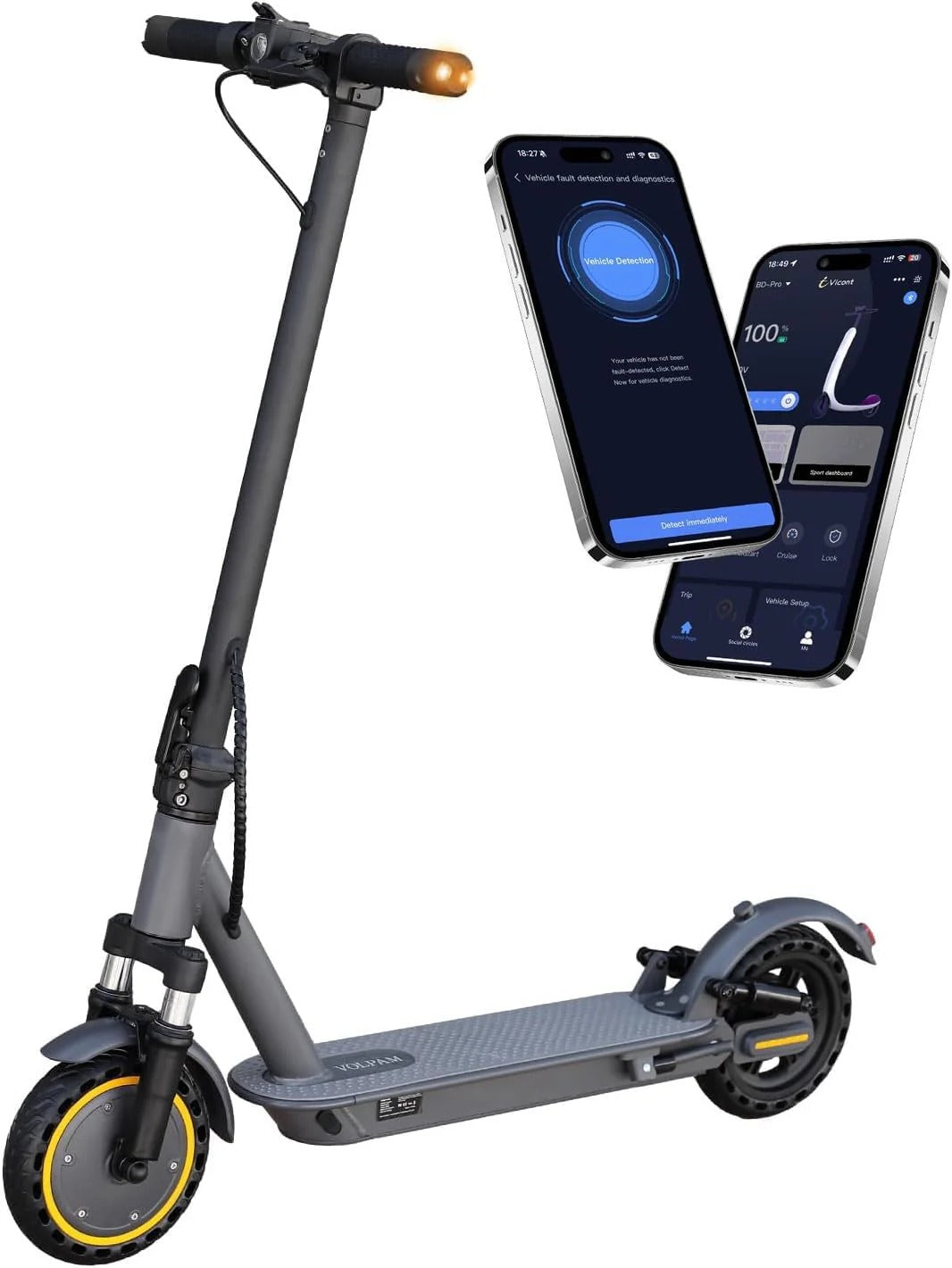 Electric scooter, 350W/500W powerful motor, 8.5"/10" solid rubber tires, 19/22 mph, 28/21/12 mile range, dual brakes