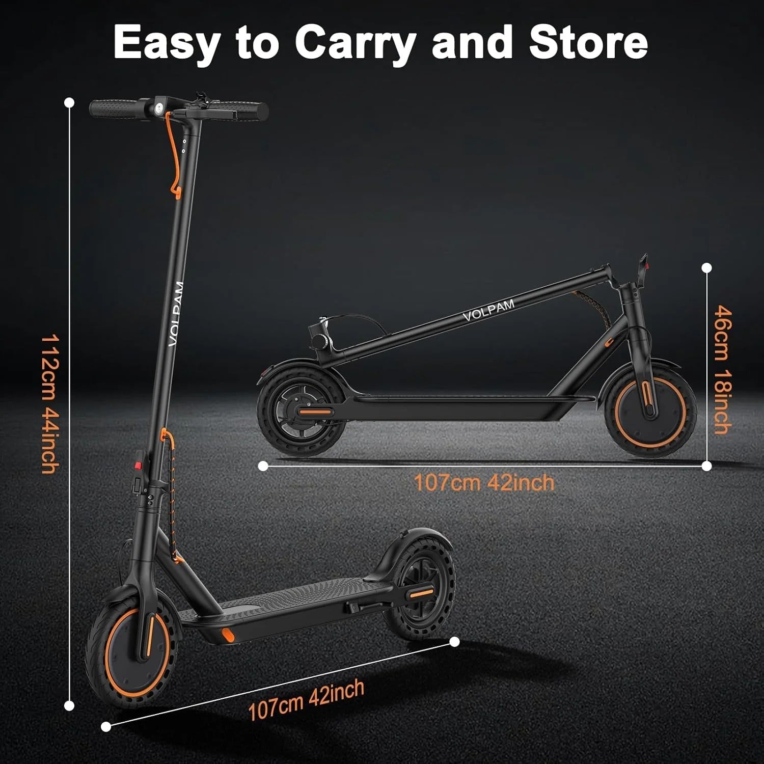 Electric scooter, 350W/500W powerful motor, 8.5"/10" solid rubber tires, 19/22 mph, 28/21/12 mile range, dual brakes