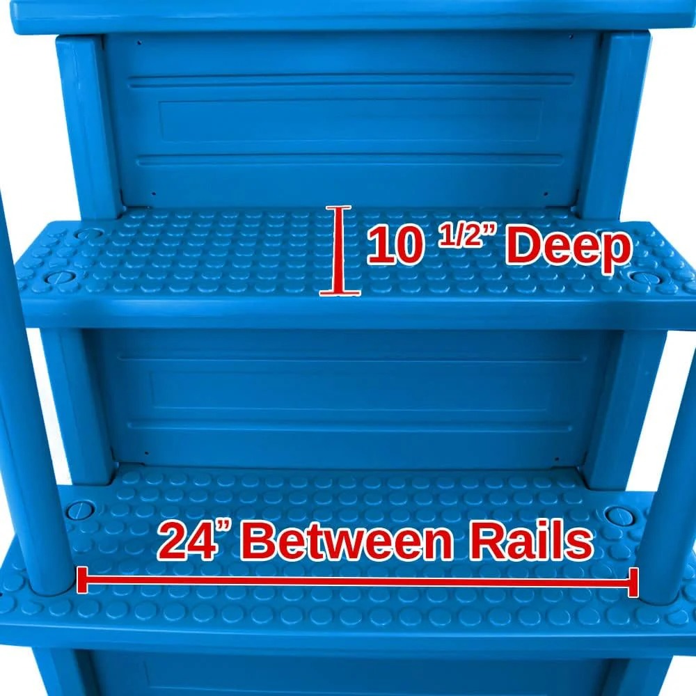Non-slip entry steps for pools | Grey | For above-ground pools | Can be installed on terraces with a height of 122 to 137 cm | Load capacity up to 136 kg