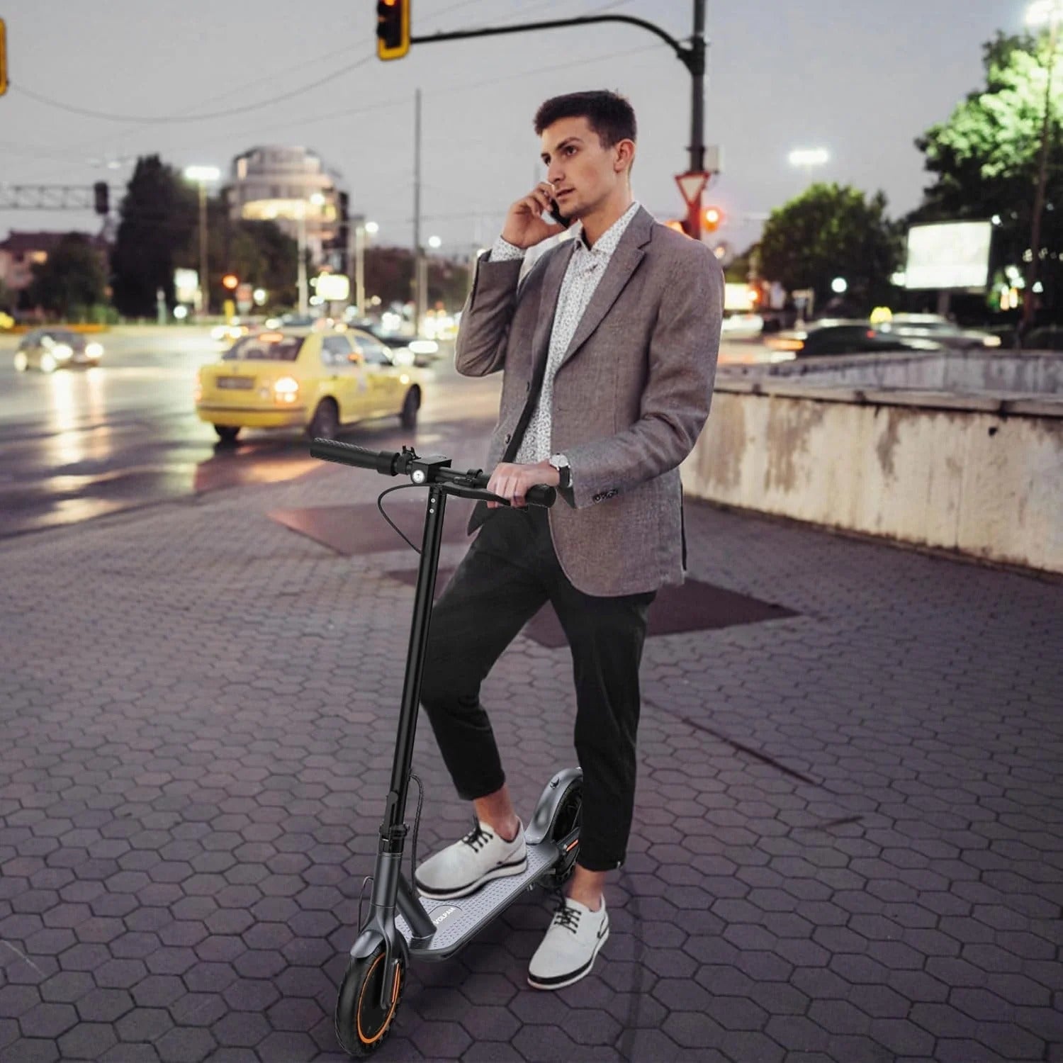 Electric scooter, 350W/500W powerful motor, 8.5"/10" solid rubber tires, 19/22 mph, 28/21/12 mile range, dual brakes
